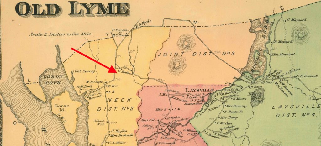 Old Lyme map with Peck Cemetery